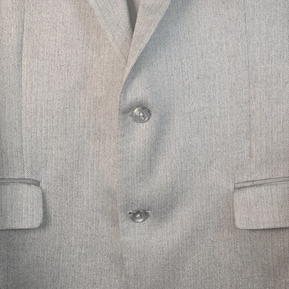 JOS A BANK GRAY BLAZER HERRINGBONE DESIGN SILK CAMEL HAIR BLEND MENS  42L EUC